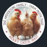 Funny Christmas Egg Carton Labels Schattige Fun Ch<br><div class="desc">Een grappig schattig kip kerst scene fotografie ontwerp. Pas deze stickers eenvoudig aan uw merk aan en voeg indien gewenst uw eigen foto toe! Ontworpen met door Zaubershirts -</div>