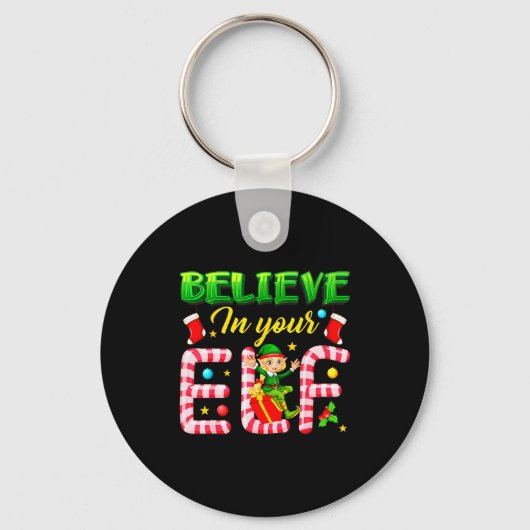Funny Christmas Elf Design Believe In Your Elf Men Sleutelhanger (Voorkant)