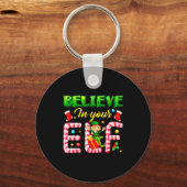 Funny Christmas Elf Design Believe In Your Elf Men Sleutelhanger (Voorkant)
