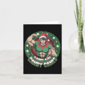 Funny Christmas Elf Gym Workout Gains And Candy Ca Kaart (Voorkant)