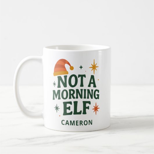 Funny Christmas Elf Morning Lazy Personalized Koffiemok (Links)