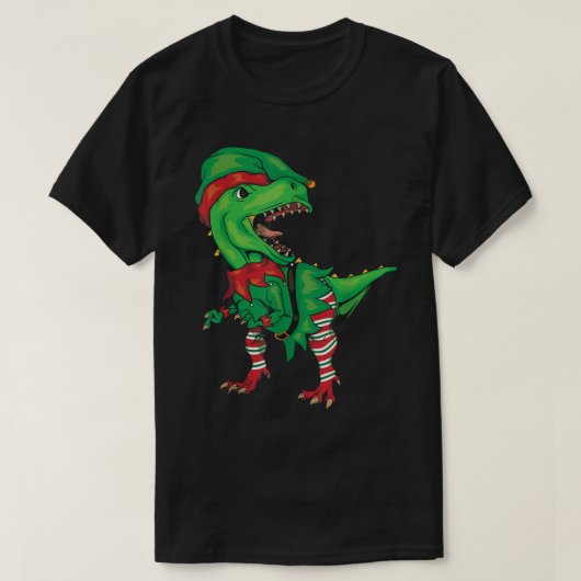 Funny Christmas Elf T-Rex T-shirt (Design voorkant)