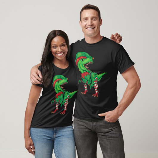 Funny Christmas Elf T-Rex T-shirt (Unisex)