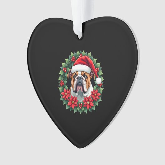 Funny Christmas English Bulldog Tank Top Ornament (voorkant)