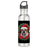 Funny Christmas English Bulldog Tank Top Waterfles (Voorkant)