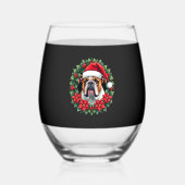 Funny Christmas English Bulldog Tank Top Wijnglas Zonder Voet (Voorkant)