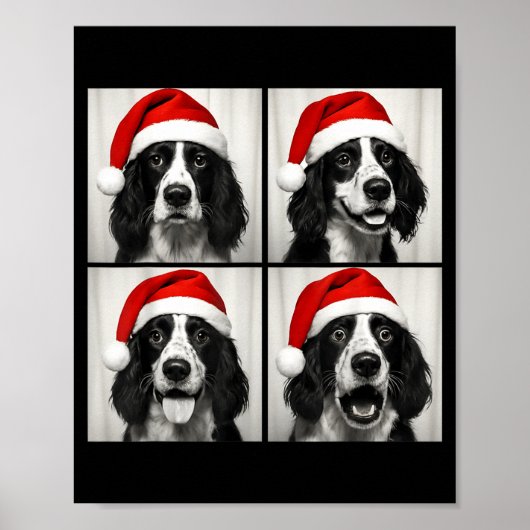 Funny Christmas English Springer Spaniel Santa Pho Poster (Voorkant)