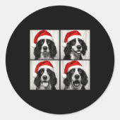 Funny Christmas English Springer Spaniel Santa Pho Ronde Sticker (Voorkant)