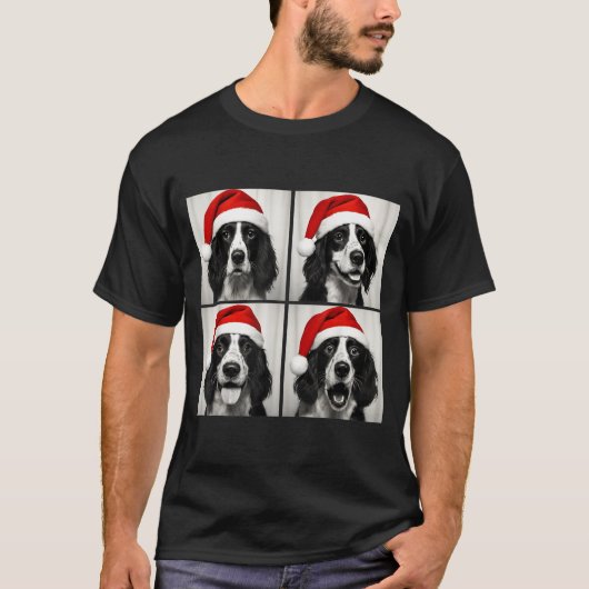 Funny Christmas English Springer Spaniel Santa Pho T-shirt (Voorkant)