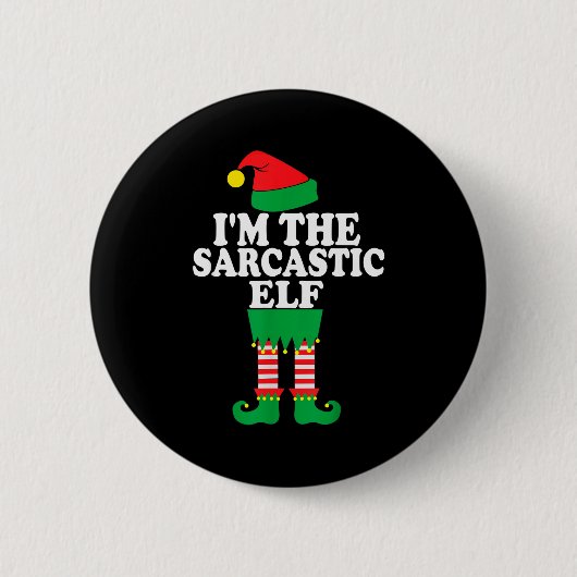 Funny Christmas Family I'm The Sarcastic Elf Ronde Button 5,7 Cm (Voorkant)