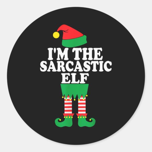 Funny Christmas Family I'm The Sarcastic Elf  Ronde Sticker (Voorkant)