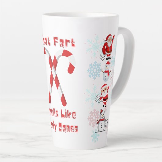 Funny Christmas Fart Humor Latte Mok (Rechterhoek)