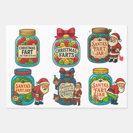 Funny Christmas Fart Jar 100% Festive Flatulence! Inpakpapier Vel (Voorkant)