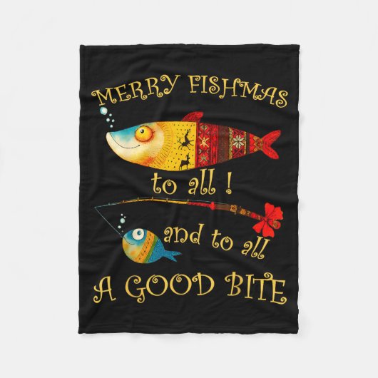 Funny Christmas Fisherman's Merry Fishmas To All F Fleece Deken (Voorkant)