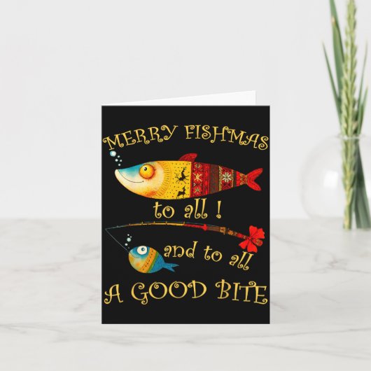 Funny Christmas Fisherman's Merry Fishmas To All F Kaart (Voorkant)