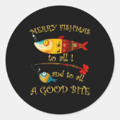 Funny Christmas Fisherman's Merry Fishmas To All F Ronde Sticker (Voorkant)