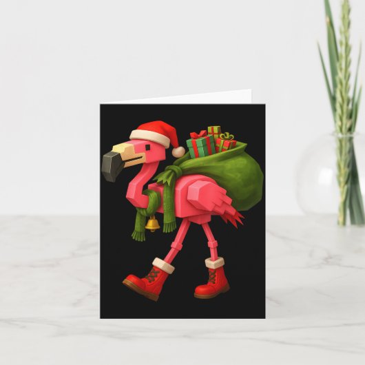 Funny Christmas Flamingo Santa Holiday Design Kaart (Voorkant)