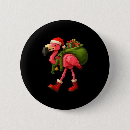 Funny Christmas Flamingo Santa Holiday Design Ronde Button 5,7 Cm (Voorkant)