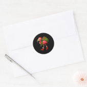 Funny Christmas Flamingo Santa Holiday Design Ronde Sticker (Envelop)