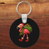 Funny Christmas Flamingo Santa Holiday Design  Sleutelhanger (Voorkant)
