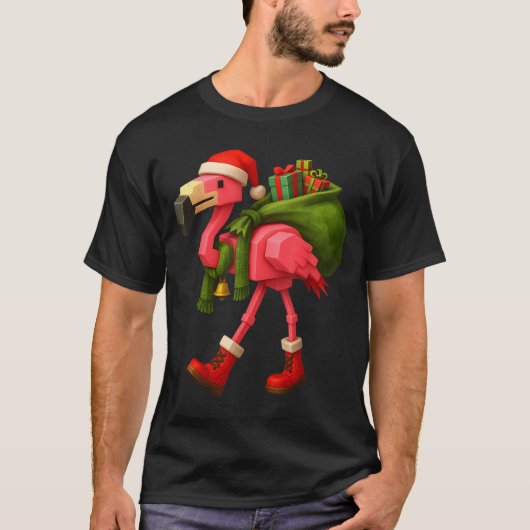 Funny Christmas Flamingo Santa Holiday Design T-shirt (Voorkant)