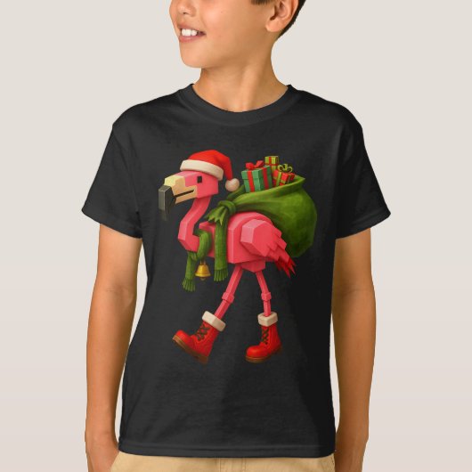 Funny Christmas Flamingo Santa Holiday Design T-shirt (Voorkant)