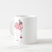 Funny Christmas Flamingo with Wine Koffiemok (Voorkant links)