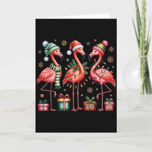 Funny Christmas Flamingos Kaart (Voorkant)