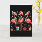 Funny Christmas Flamingos Kaart (Gele Bloem)