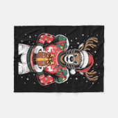 Funny Christmas Football Reindeer  Fleece Deken (Voorkant (Horizontaal))