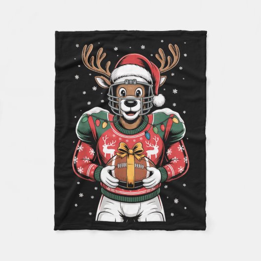 Funny Christmas Football Reindeer  Fleece Deken (Voorkant)