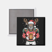 Funny Christmas Football Reindeer  Magneet (Voorkant / Achterkant)