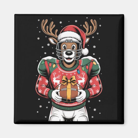 Funny Christmas Football Reindeer  Magneet (Voorkant)
