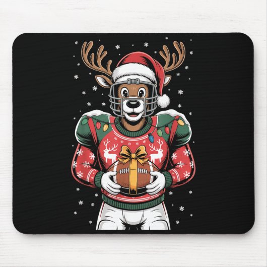 Funny Christmas Football Reindeer Muismat (Voorkant)