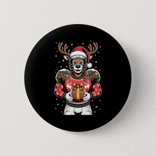 Funny Christmas Football Reindeer Ronde Button 5,7 Cm (Voorkant)
