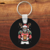 Funny Christmas Football Reindeer  Sleutelhanger (Voorkant)