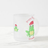 Funny Christmas Frog Santa Hat Novelty Frosted Mok (Voorkant rechts)