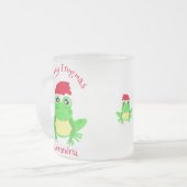 Funny Christmas Frog Santa Hat Novelty Frosted Mok (Voorkant links)