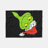Funny Christmas Frog Wearing Santa Hat And Lights  Fleece Deken (Voorkant (Horizontaal))