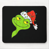 Funny Christmas Frog Wearing Santa Hat And Lights Muismat (Voorkant)