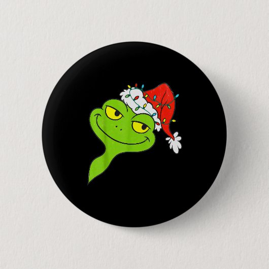 Funny Christmas Frog Wearing Santa Hat And Lights Ronde Button 5,7 Cm (Voorkant)