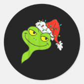 Funny Christmas Frog Wearing Santa Hat And Lights  Ronde Sticker (Voorkant)