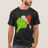 Funny Christmas Frog Wearing Santa Hat And Lights T-shirt (Voorkant)