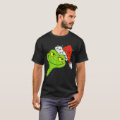 Funny Christmas Frog Wearing Santa Hat And Lights  T-shirt (Voorkant volledig)