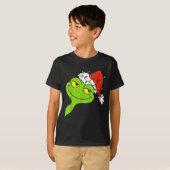 Funny Christmas Frog Wearing Santa Hat And Lights  T-shirt (Voorkant volledig)