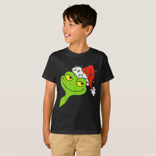 Funny Christmas Frog Wearing Santa Hat And Lights  T-shirt (Voorkant volledig)