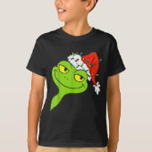 Funny Christmas Frog Wearing Santa Hat And Lights  T-shirt (Voorkant)