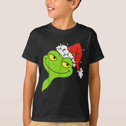 Funny Christmas Frog Wearing Santa Hat And Lights  T-shirt (Voorkant)