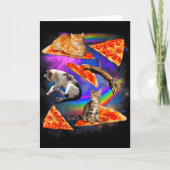 Funny Christmas Galaxy Cat In Space Cat Riding Zza Kaart (Voorkant)