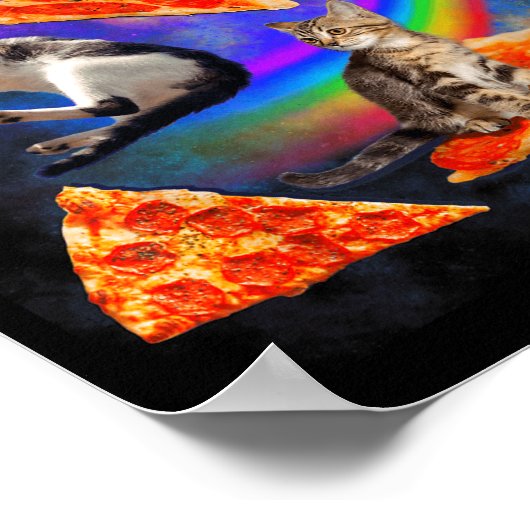 Funny Christmas Galaxy Cat In Space Cat Riding Zza Poster (Hoek)